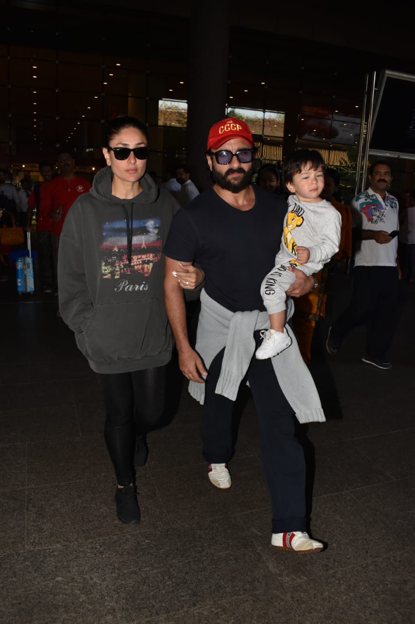 taimur spotted airport mom dad