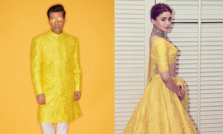 karan johar pokes fun at alia bhatt for their matching yellow outfits