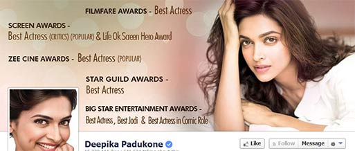 deepika padukone becomes the biggest Bollywood Actor on Facebook