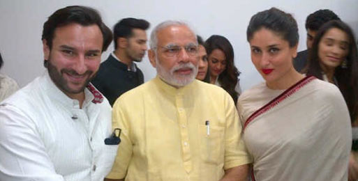 saif ali khan and kareena kareena kapoor with PM narendra modi