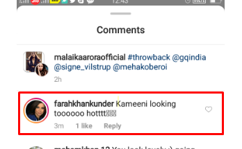 farah khan comment on malaika arora pic