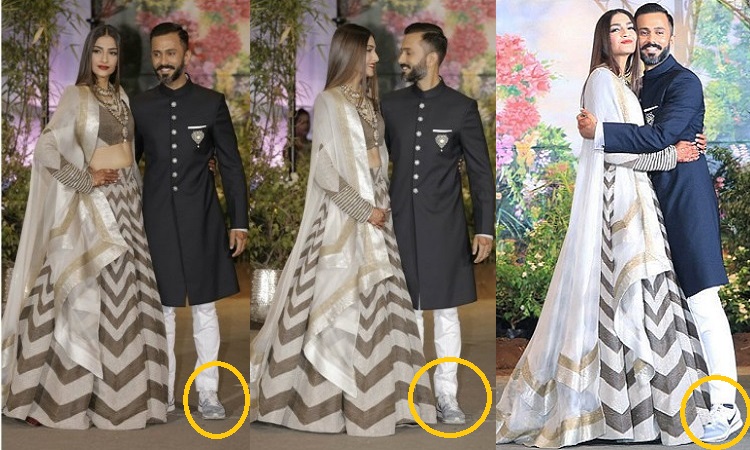 Anand Ahuja sets another benchmark for being the 'best husband ever' as he  ties wifey Sonam Kapoor's shoelaces at the launch of his brand's new shoe  collection